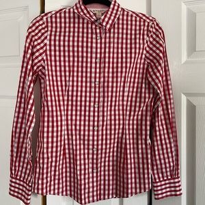 Women’s size 2 red Gingham Brooks Brothers button down red fleece label